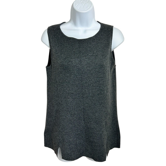 Jones New York Gray Sleeveless Sweater Sz S Long Wool Blend Front Slits Top New - Picture 6 of 6
